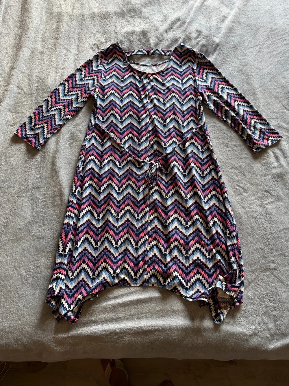 Justice Girls 16/18 Chevron Sharkbite Dress Pink Blue Black Long Sleeve